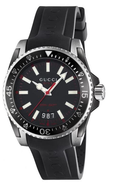 gucci mens watch ya136303|Gucci YA136303 Men's Dive Black Rubber and Dial .